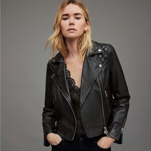 AllSaints Caden Leather Biker Jacket Size 10